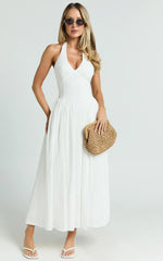 Robe midi Athena - Robe à licou taille basse en blanc