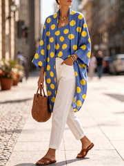 Brushstroke Polka Dot Cotton-linen Vest & Cardigan Two-piece Set