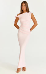 Belle Maxi Robe – Robe longue rose à nouer aux épaules