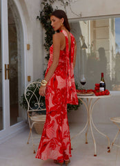 Robe longue "Under The Pagoda" - Imprimé Coucher de soleil en Sicile