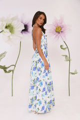 Robe longue dos nu Garden Of Light bleue