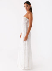 Robe longue en dentelle Lolita - Ivoire