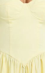 Robe longue Daria - Robe bustier corset froncée couleur Citron