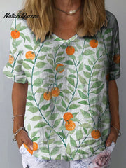 Women's Art Print Casual Cotton And Linen Shirt