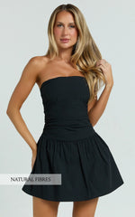Mini-robe Donatella - Robe bustier à taille basse noire