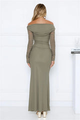 Robe longue en maille à manches longues Love Chaser coloris sauge