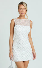 Robe Courte Gianna - Robe Droite Col Montant Ivoire