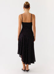 Robe midi Keep You Waiting - à pois noirs