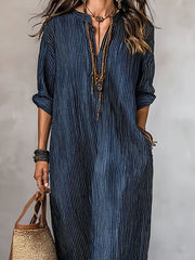 Women's Retro Striped Casual Maxi Dress