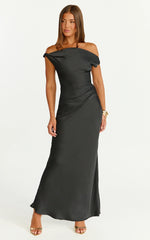 Robe midi Lira - Robe asymétrique en satin noir
