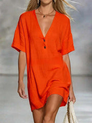 Women's Solid Color Art Casual Sexy V-Collar Short Dress