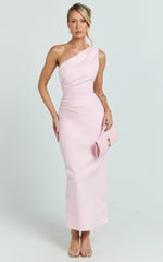Robe Karlie Midi - Robe Ajustée à Une Épaule Rose