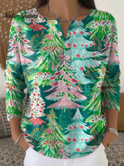 Beautiful And Colorful Winter Christmas Tree Painting Art Print Buttoned Cardigan Sweater