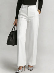 Women's High-waisted Elastic Straight-leg Suit Pants