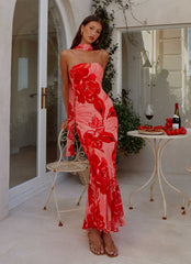 Robe longue "Under The Pagoda" - Imprimé Coucher de soleil en Sicile