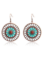 Fashion Round Cutout Flower Earrings