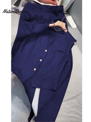 Women's Cotton And Linen Casual Vest and Pants Set
