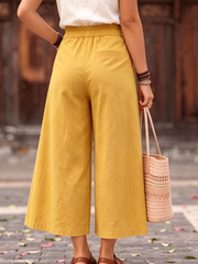 Cozy Cotton-linen Wide-leg Cropped Culottes