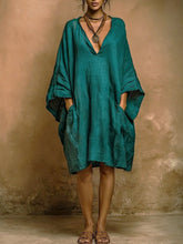 Loose Fit Casual Linen And Cotton Dress | Nature Queens
