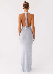 Robe longue en crochet Novalee - Bleu
