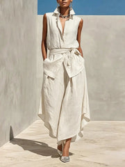 Women's Minimalist Cotton And Linen Set With A Designer Feel