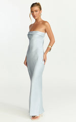 Robe midi Zaya - Robe nuisette en satin bustier bleu pâle