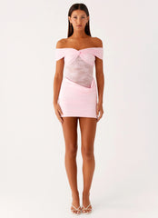 Mini-robe épaules dénudées polyvalente - Rose bébé