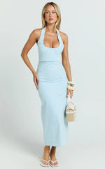 Robe midi Murray - Robe dos nu décolleté plongeant en bleu pâle