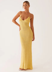 Robe longue en crochet Zara Rose - Jaune