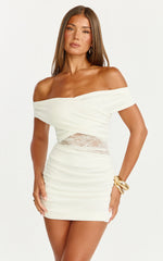 Mini-robe Juliette - Robe bustier en dentelle contrastante de couleur ivoire