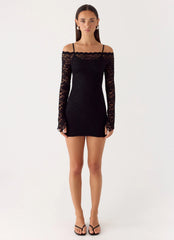 Mini-robe en dentelle Just This Once - Noir