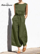 Women's Solid Color Loose Elegant Casual Sleeveless Jumpsuit