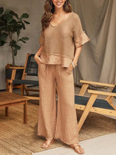 Women's Solid Color Art Stylish Casual Top And Pants Cotton Linen Two-Piece Set