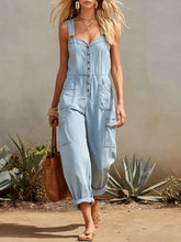 Women's Sleeveless Casual Loose-fit Denim Jumpsuit