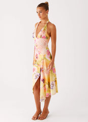 Robe midi Kayce – Imprimé floral « Sunburst »