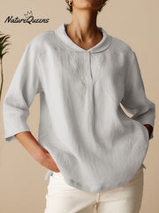 Women's Casual Linen Cotton 3/4 Sleeve Shirt