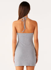Mini-robe boutonnée Off Script - Grise