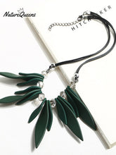 Multilayered Leaf Crystal Leather Cord Necklace