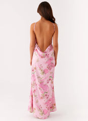 Robe longue Pascal - Imprimé floral rose