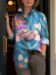 Women's Colorful Flowers Print Shirt