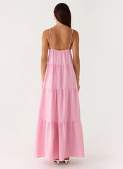 Robe longue en lin Lotty - Rose