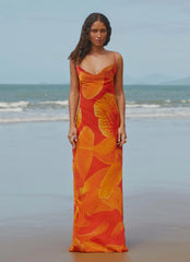 Robe longue d'après-midi – Orange Sérénité