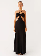 Robe longue à découpes décolleté cœur - Noir