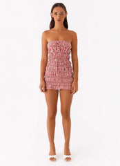 Robe courte Adele - Vichy rouge