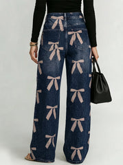 Cute Bow Decoration Pattern Women's Denim Pants