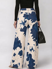 Women's Abstract Print High-waisted Wide-leg Jeans