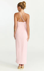 Robe Midi Mae - Robe Ajustée avec Anneau en Résine Rose