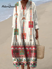Women's Vintage Ethnic Pattern Art Print Cotton Dress