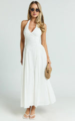 Robe midi Athena - Robe à licou taille basse en blanc