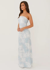 Robe longue Love Me More - Bleu fleuri